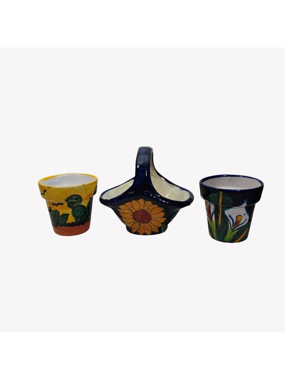 Colorful Lot Hand Painted Mexican Talavera Pottery Cactus Calla Lilies Sunflower